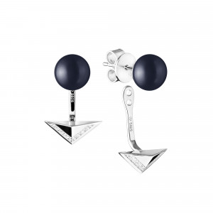 Cercei perle naturale negre din argint cu cristale DiAmanti SK20102E-B-G (Argint 925‰ 2,1 g.)